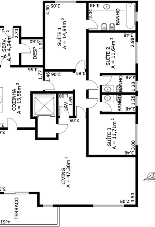 Apartamento à venda com 3 quartos, 167m² - Foto 2