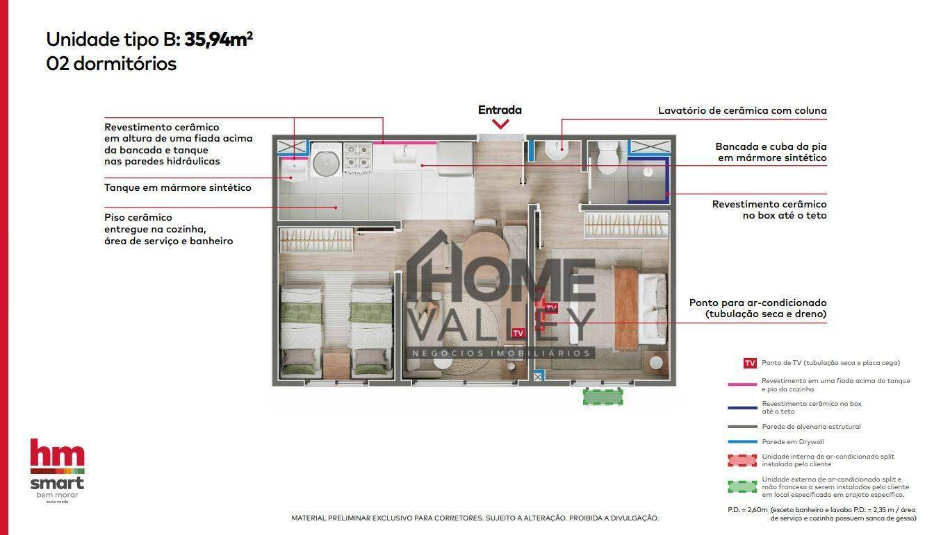 Apartamento à venda com 2 quartos, 36m² - Foto 8