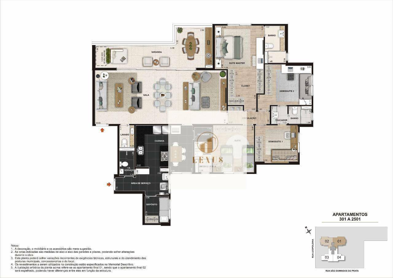 Apartamento à venda com 4 quartos, 143m² - Foto 2