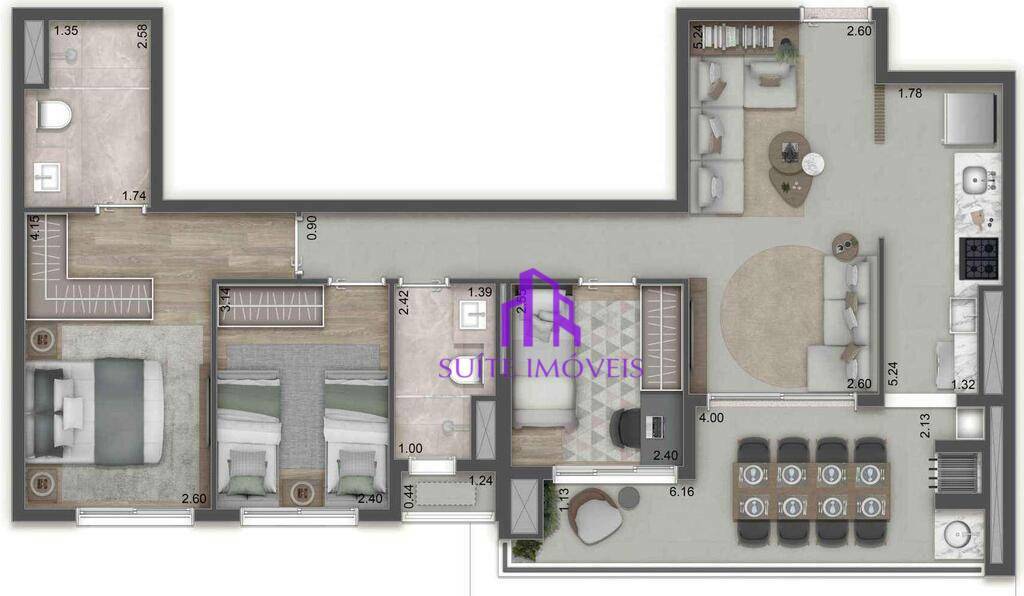 Apartamento à venda com 3 quartos, 110m² - Foto 1