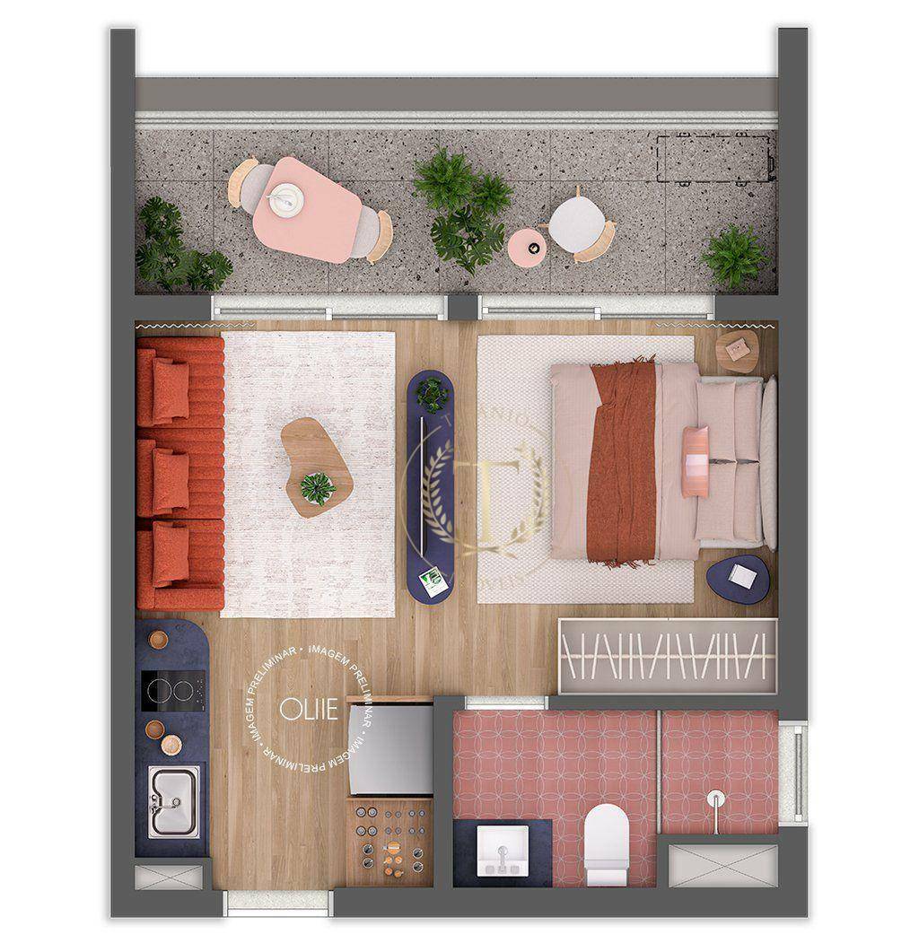 Apartamento à venda com 1 quarto, 46m² - Foto 3