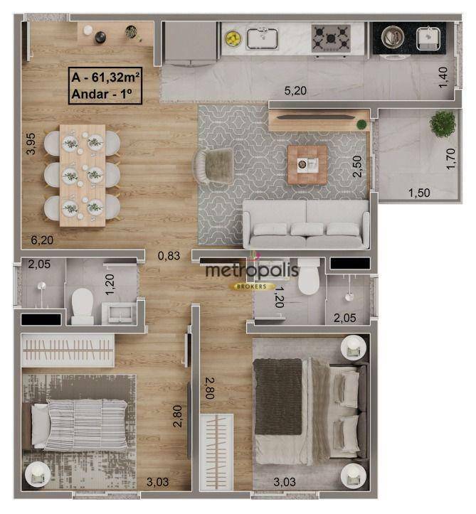 Apartamento à venda com 2 quartos, 61m² - Foto 10