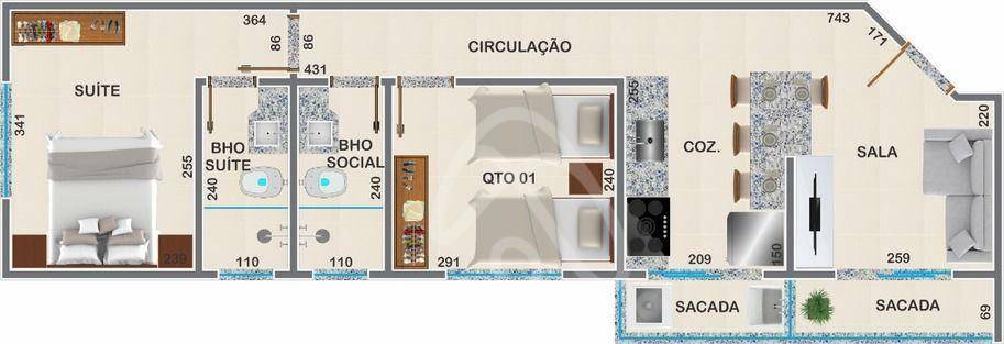 Apartamento à venda com 2 quartos, 50m² - Foto 2