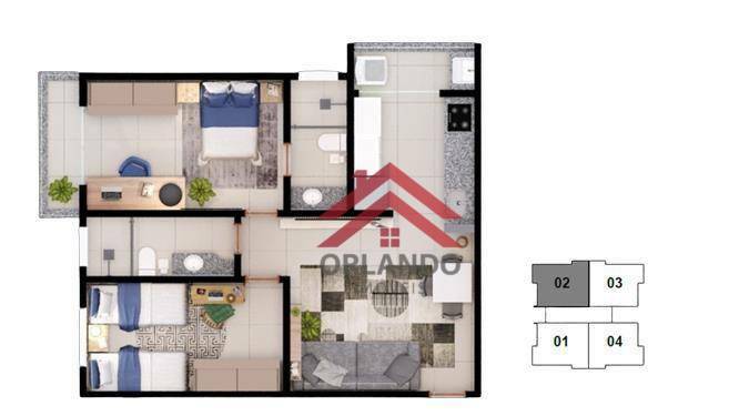 Apartamento à venda com 2 quartos, 56m² - Foto 5