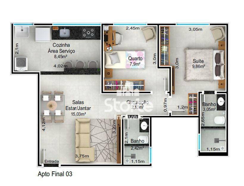 Apartamento à venda com 2 quartos, 51m² - Foto 4