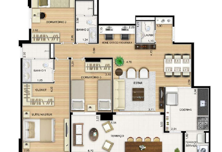 Apartamento à venda com 3 quartos, 133m² - Foto 2