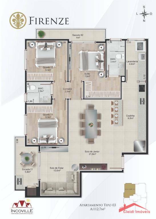 Apartamento à venda com 3 quartos, 111m² - Foto 13