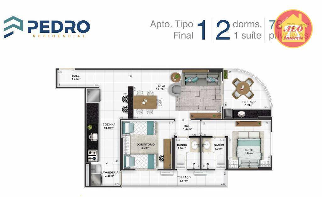 Apartamento à venda com 2 quartos, 79m² - Foto 1