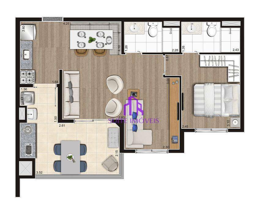 Apartamento, 2 quartos, 56 m² - Foto 3