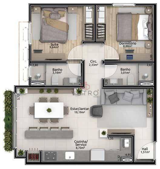 Apartamento à venda com 2 quartos, 65m² - Foto 2