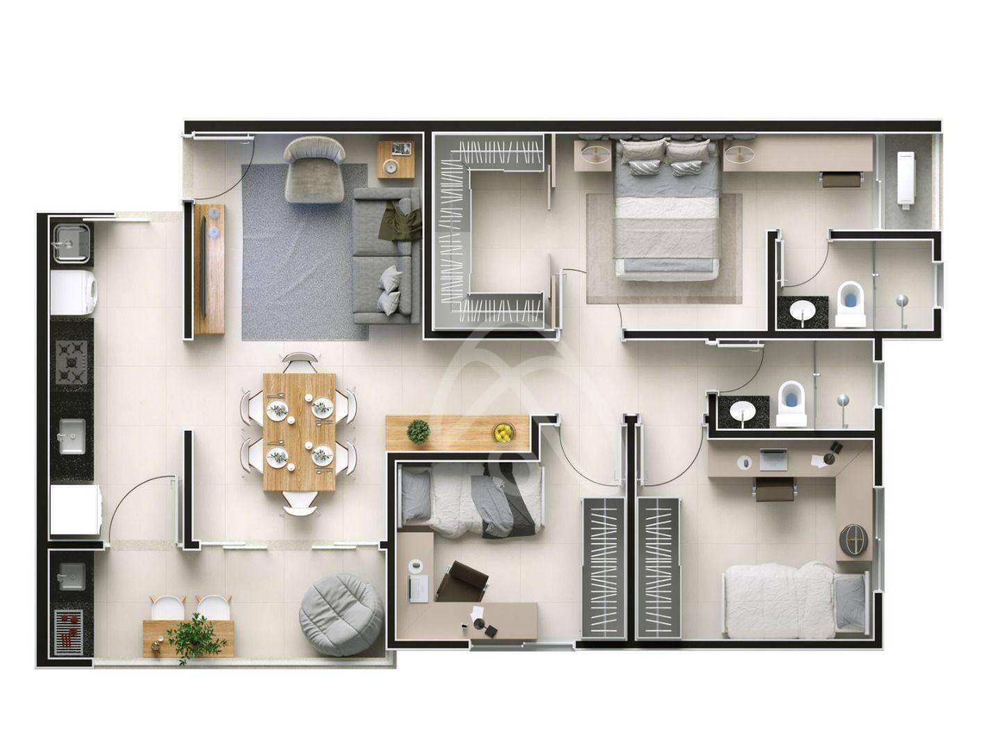 Apartamento à venda com 2 quartos, 64m² - Foto 3