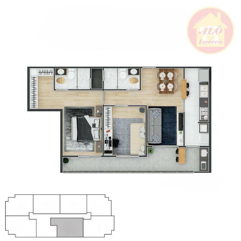 Apartamento à venda com 2 quartos, 69m² - Foto 2