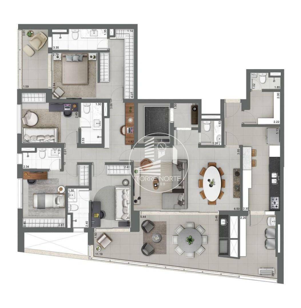 Apartamento à venda com 3 quartos, 158m² - Foto 2