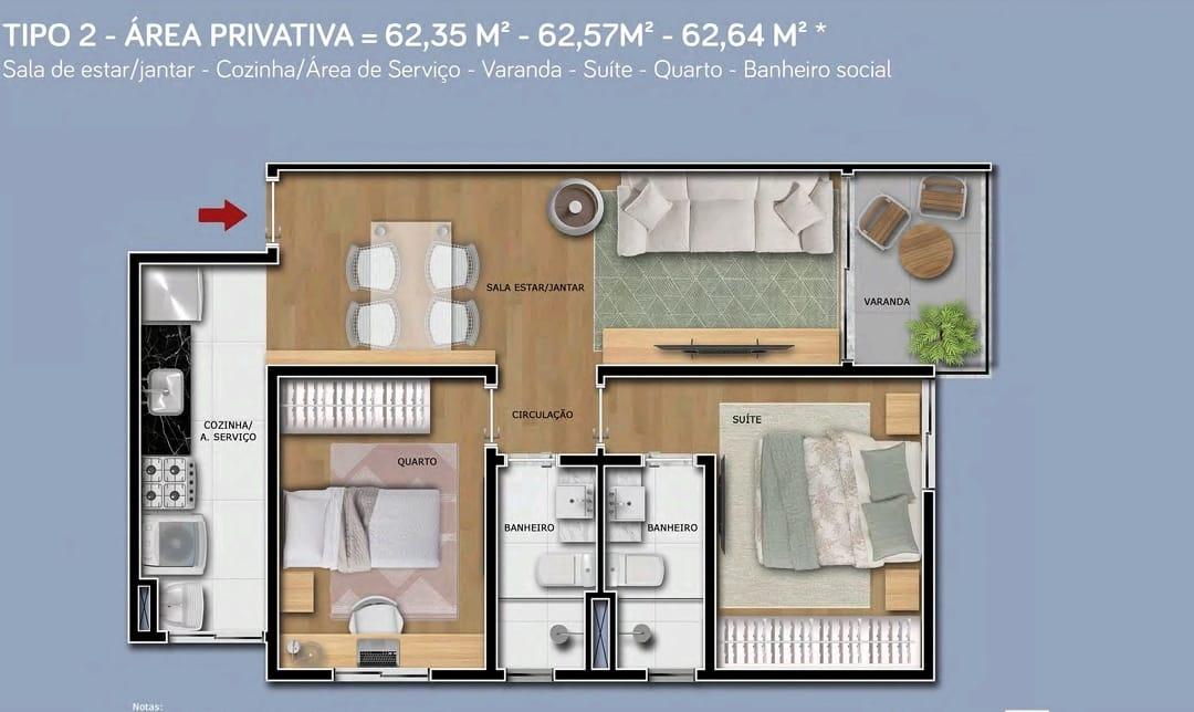 Apartamento à venda com 2 quartos, 56m² - Foto 8