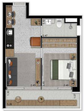 Apartamento à venda com 1 quarto, 38m² - Foto 7