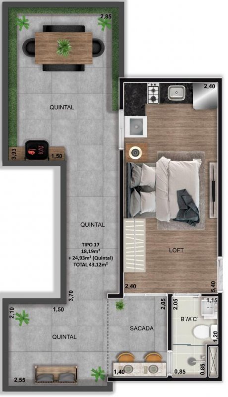 Apartamento à venda com 1 quarto, 20m² - Foto 7