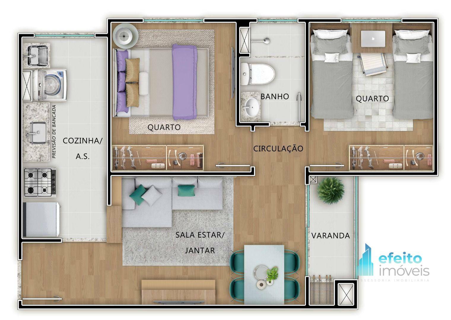 Apartamento à venda com 2 quartos, 42m² - Foto 3