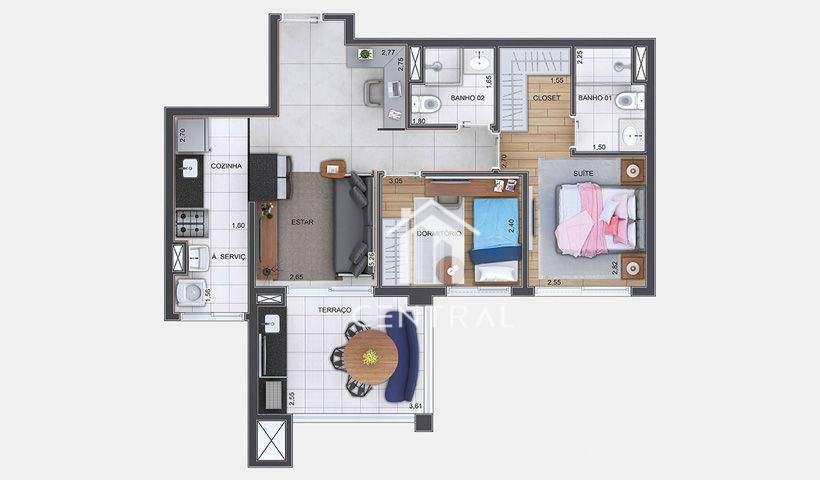 Apartamento à venda com 2 quartos, 68m² - Foto 3