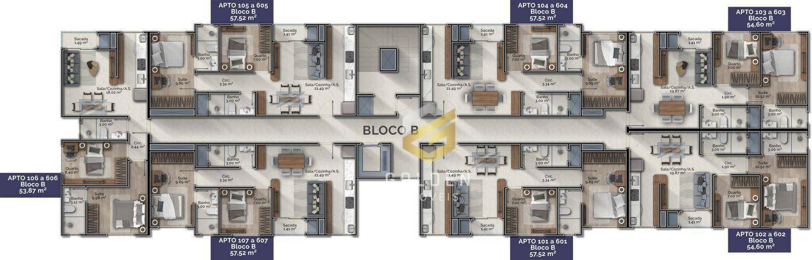 Apartamento à venda com 2 quartos, 54m² - Foto 7