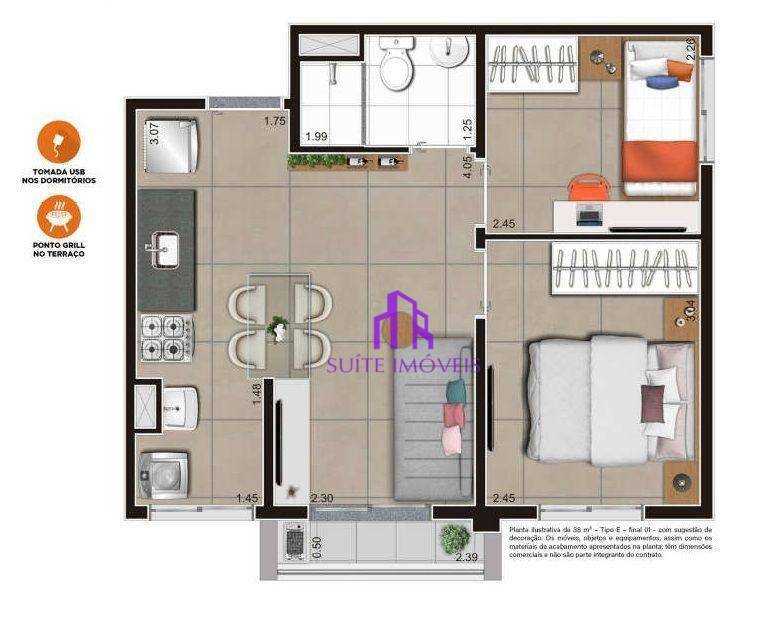 Apartamento à venda com 2 quartos, 38m² - Foto 9