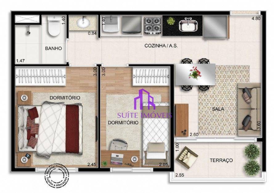 Apartamento à venda com 2 quartos, 37m² - Foto 7