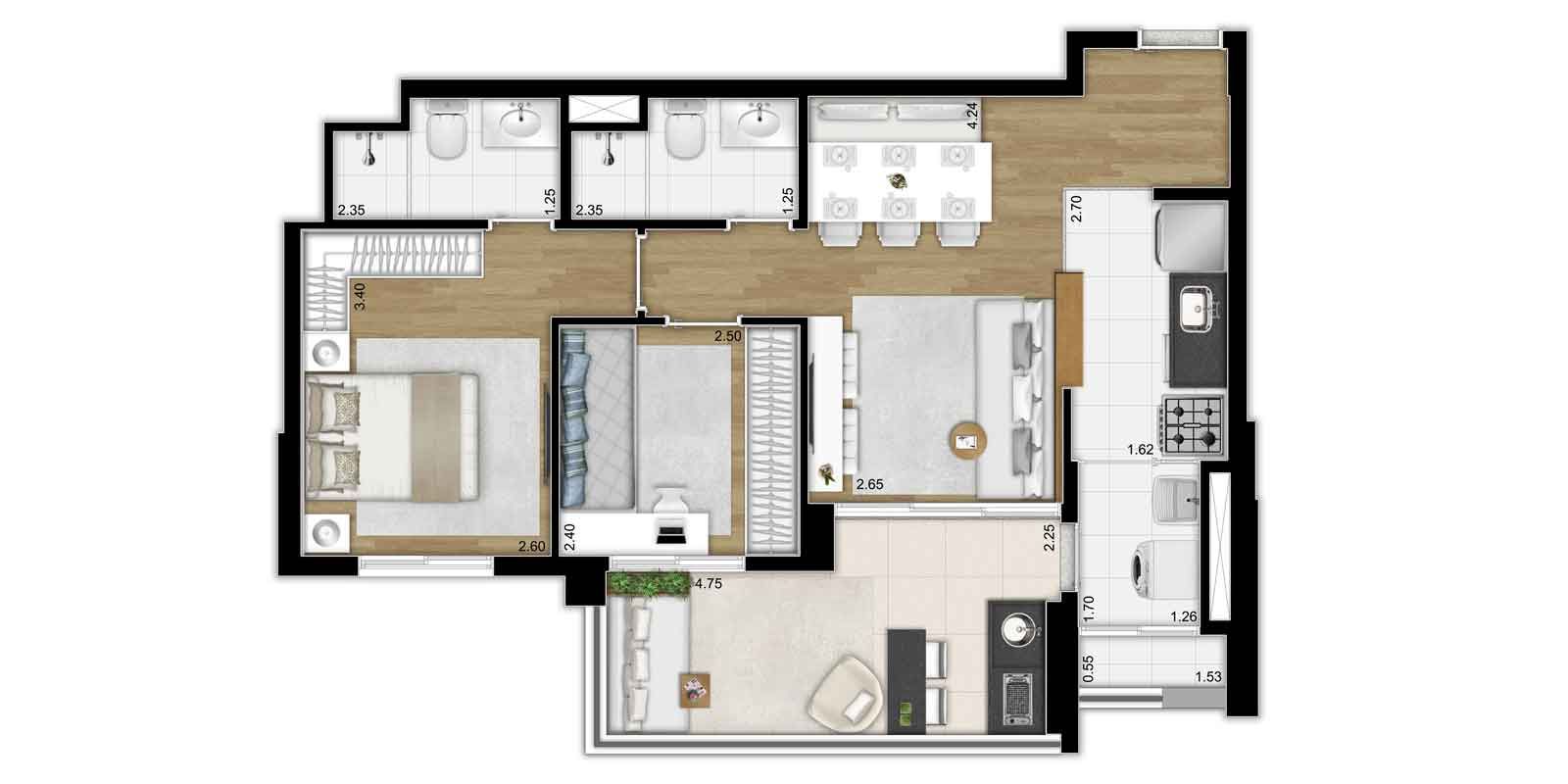 Apartamento à venda com 2 quartos, 65m² - Foto 4