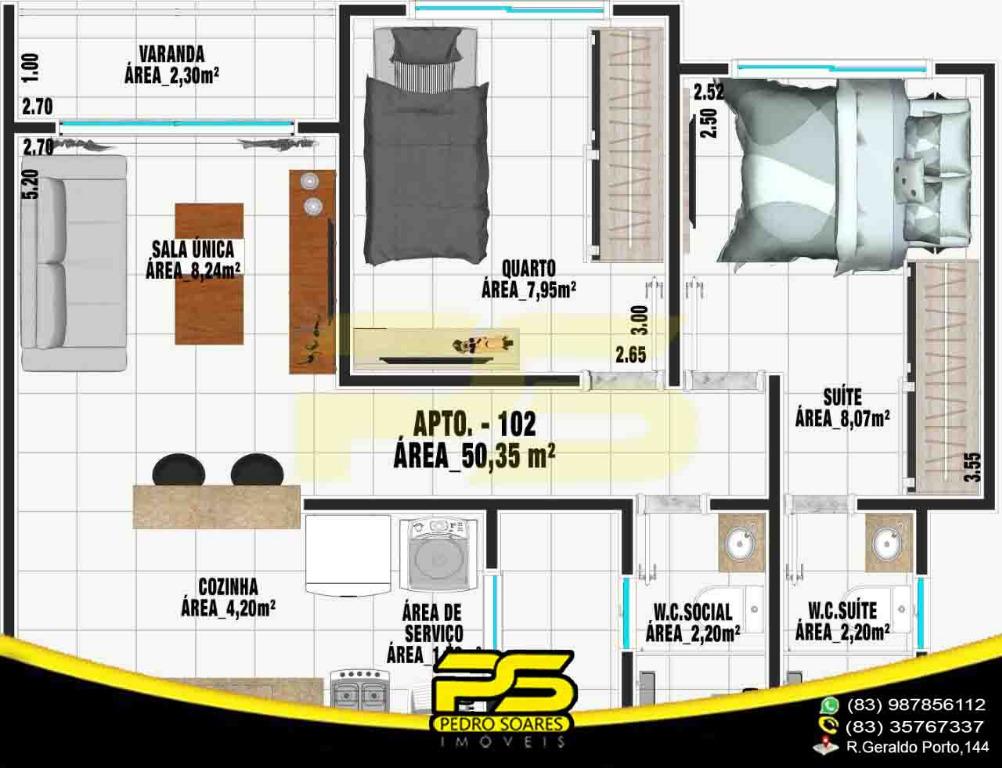 Apartamento à venda com 2 quartos, 54m² - Foto 6