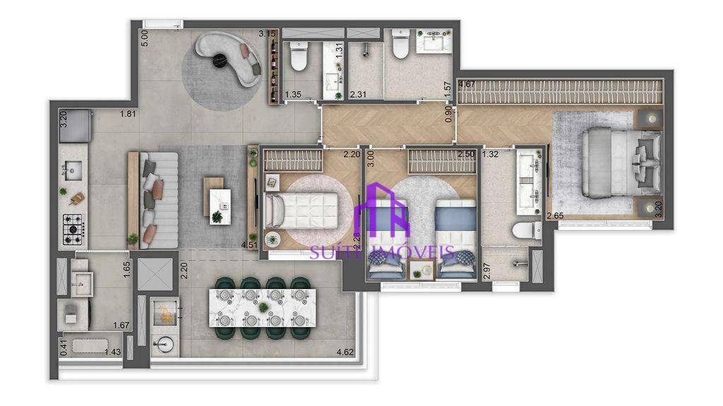 Apartamento à venda com 3 quartos, 118m² - Foto 1