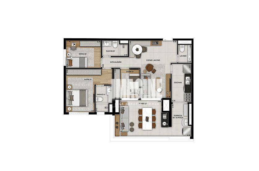 Apartamento à venda com 3 quartos, 96m² - Foto 1