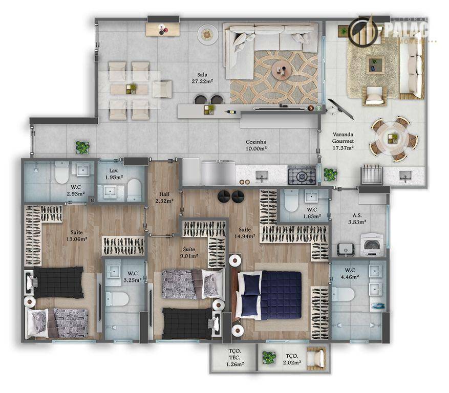 Apartamento à venda com 3 quartos, 127m² - Foto 37