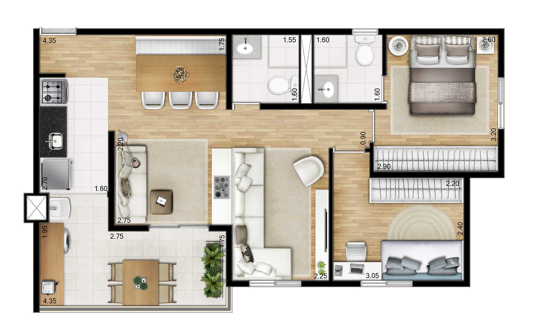 Apartamento à venda com 2 quartos, 66m² - Foto 2