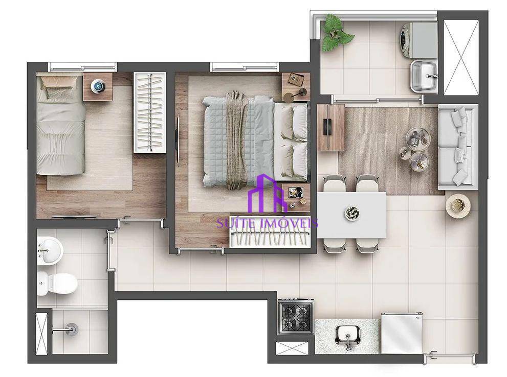 Apartamento à venda com 2 quartos, 39m² - Foto 3