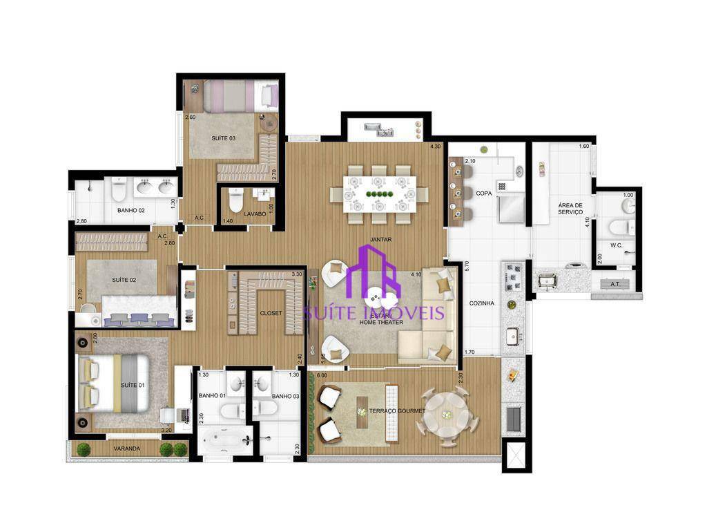 Apartamento à venda com 4 quartos, 128m² - Foto 2