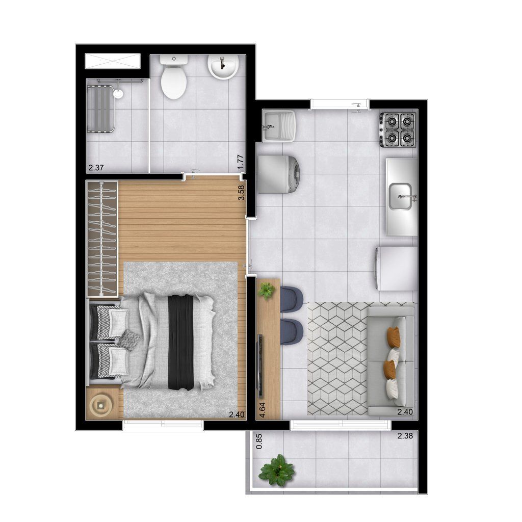 Apartamento à venda com 1 quarto, 26m² - Foto 2