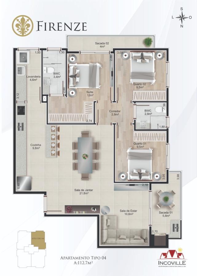 Apartamento à venda com 3 quartos, 111m² - Foto 4