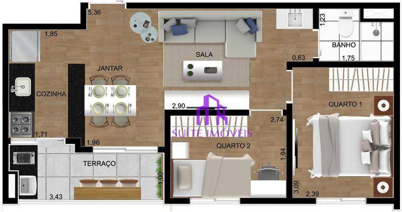 Apartamento à venda com 2 quartos, 41m² - Foto 1