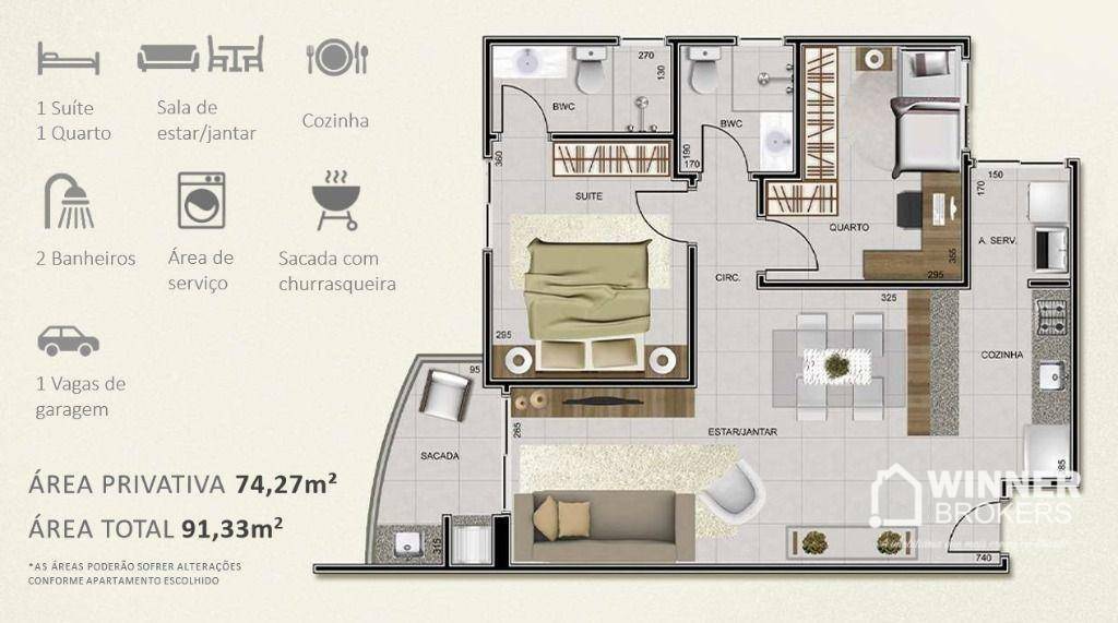 Apartamento à venda com 2 quartos, 74m² - Foto 4