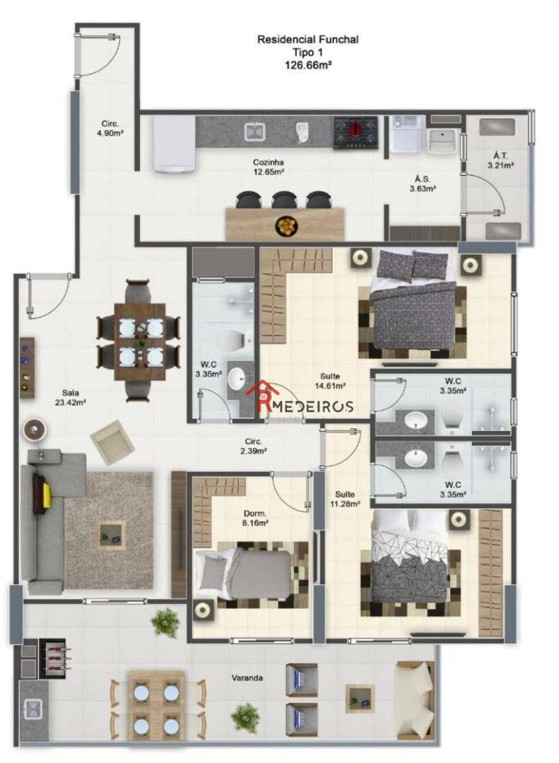 Apartamento à venda com 3 quartos, 126m² - Foto 12