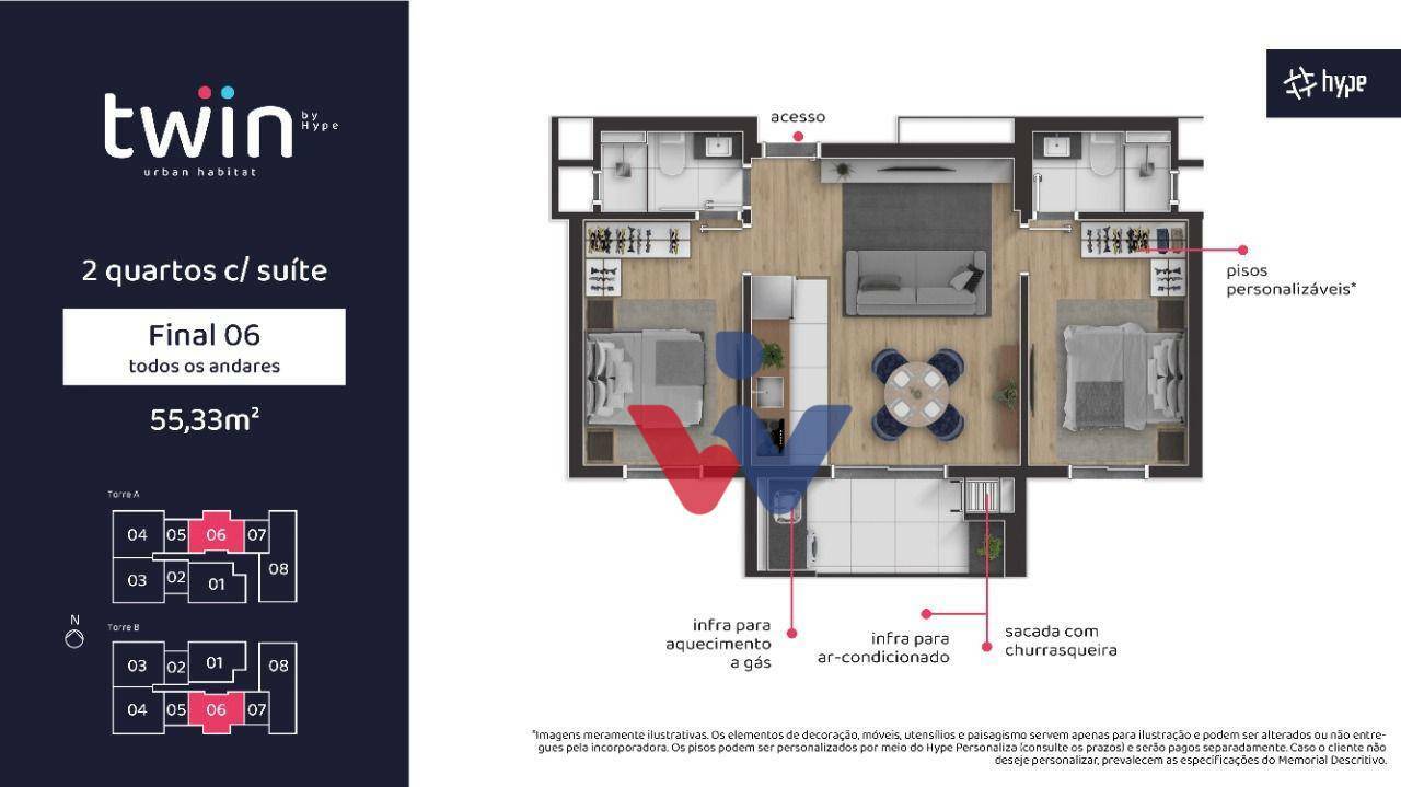 Apartamento à venda com 2 quartos, 55m² - Foto 3