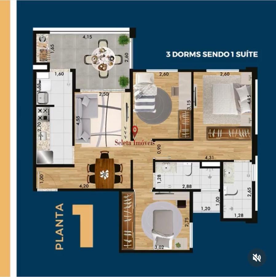 Apartamento à venda com 3 quartos, 77m² - Foto 1