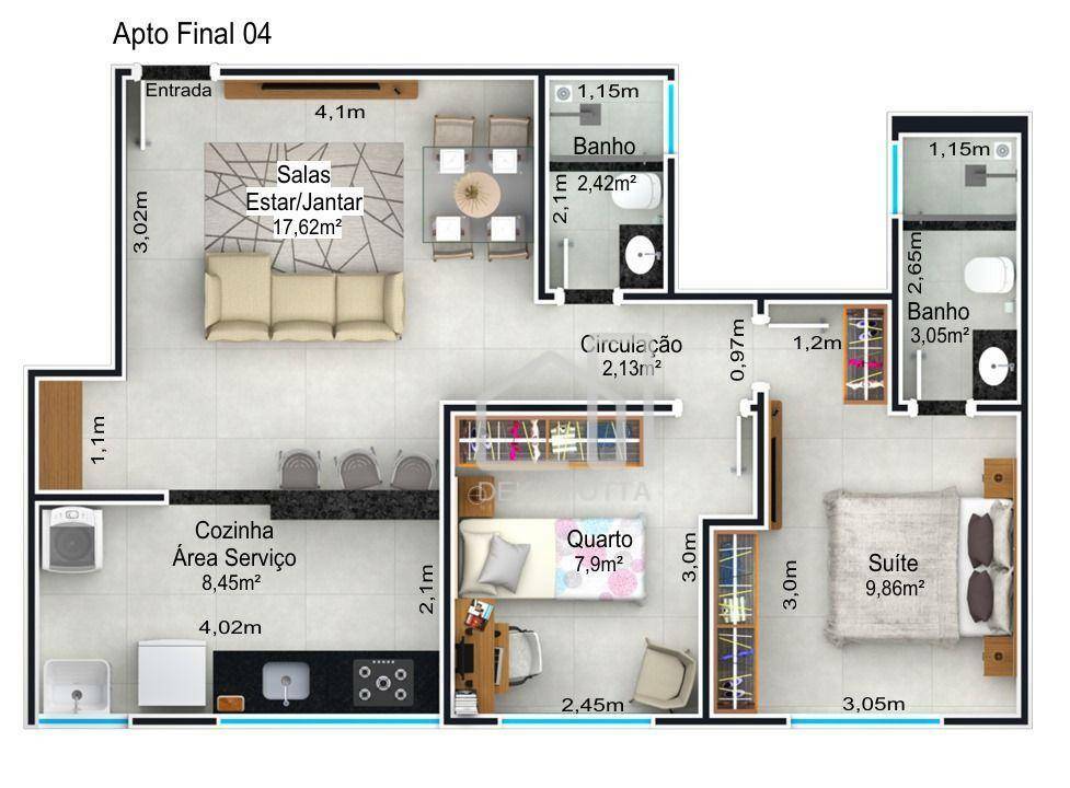 Apartamento à venda com 2 quartos, 51m² - Foto 4