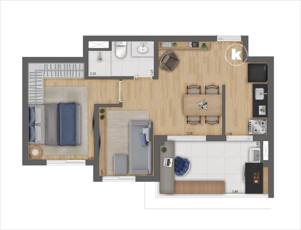 Apartamento à venda com 2 quartos, 45m² - Foto 6