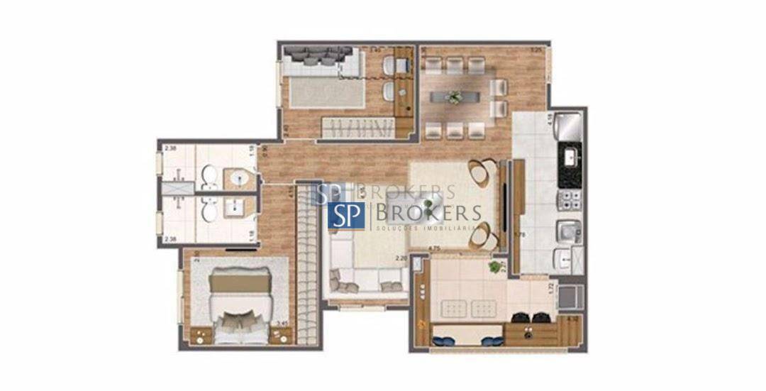 Apartamento à venda com 2 quartos, 64m² - Foto 3