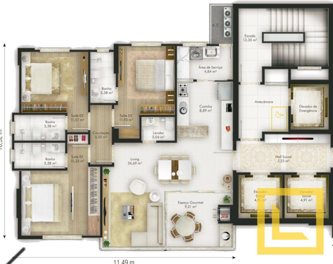 Apartamento à venda com 3 quartos, 115m² - Foto 14