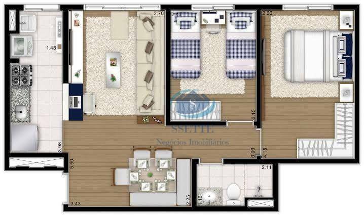 Apartamento à venda com 2 quartos, 51m² - Foto 9