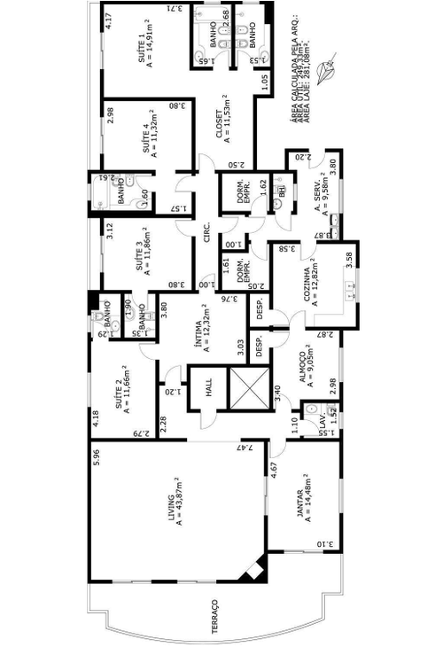 Apartamento à venda com 4 quartos, 260m² - Foto 2