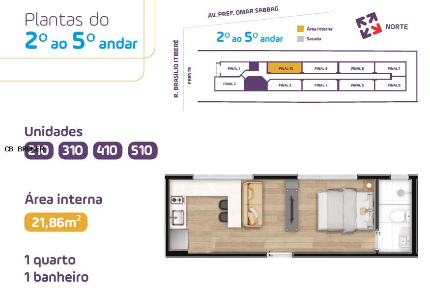 Kitnet e Studio à venda com 1 quarto, 21m² - Foto 2