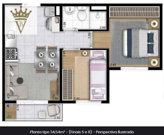 Apartamento à venda com 2 quartos, 34m² - Foto 10