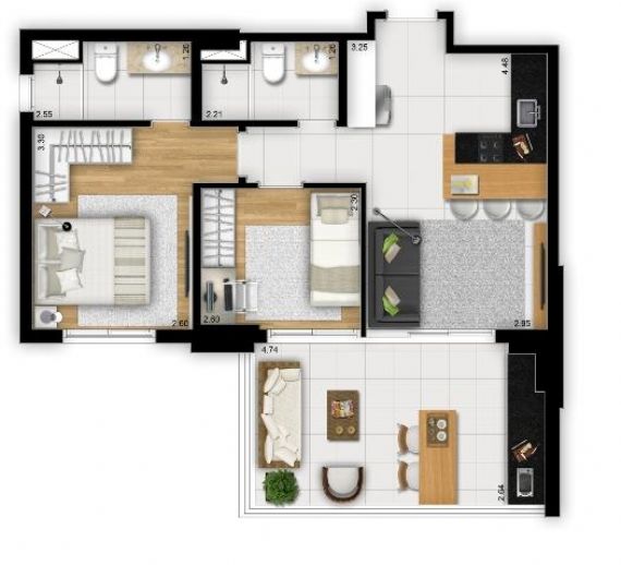 Apartamento à venda com 2 quartos, 58m² - Foto 5