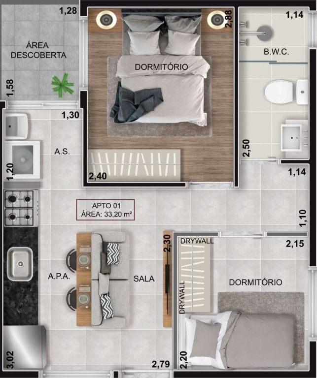 Apartamento à venda com 2 quartos, 33m² - Foto 13